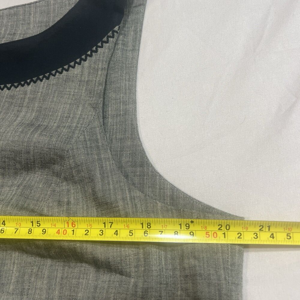 Tommy Bahama Gray Chambray Shift Dress 16 Sleeveless Split Neck Contrast Stitch - Picture 14 of 15